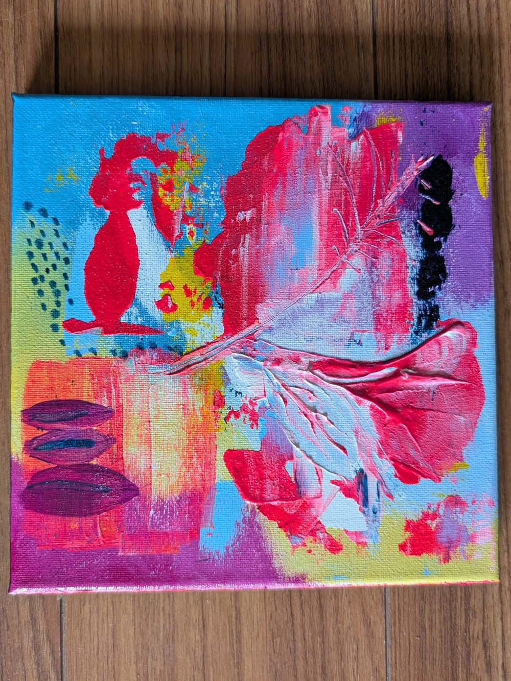 Abstract Floral Canvas Art Print in Pink & Blue